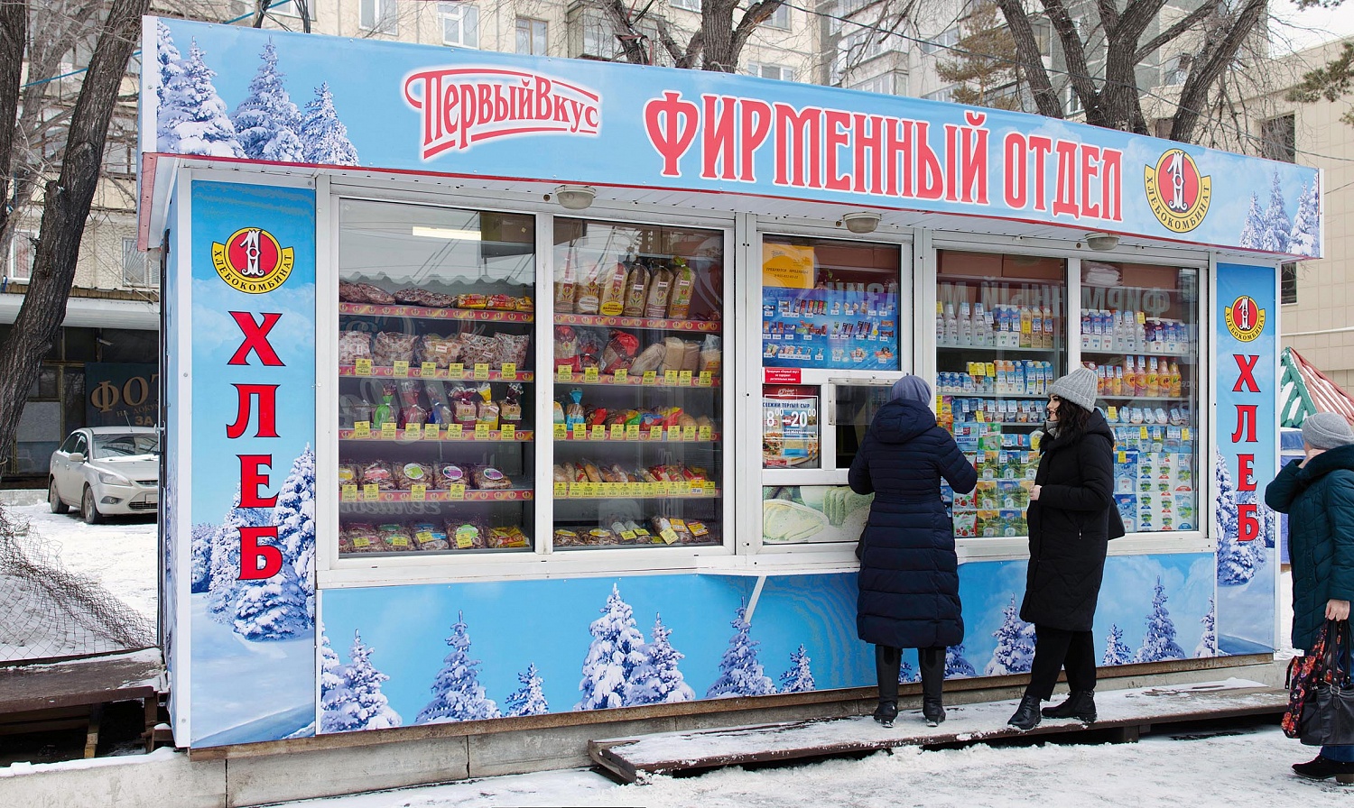 Оформление торгового павильона для сети магазинов Первый вкус, г. Челябинск